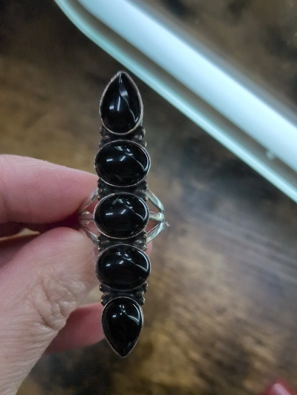 Sterling Silver Black Onyx Multi-Stone Statement Ring